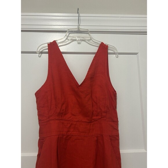Women's Cynthia Rowley Red Linen Sleeveless dress size 8 Tomato Girl Patriotic - Picture 2 of 8